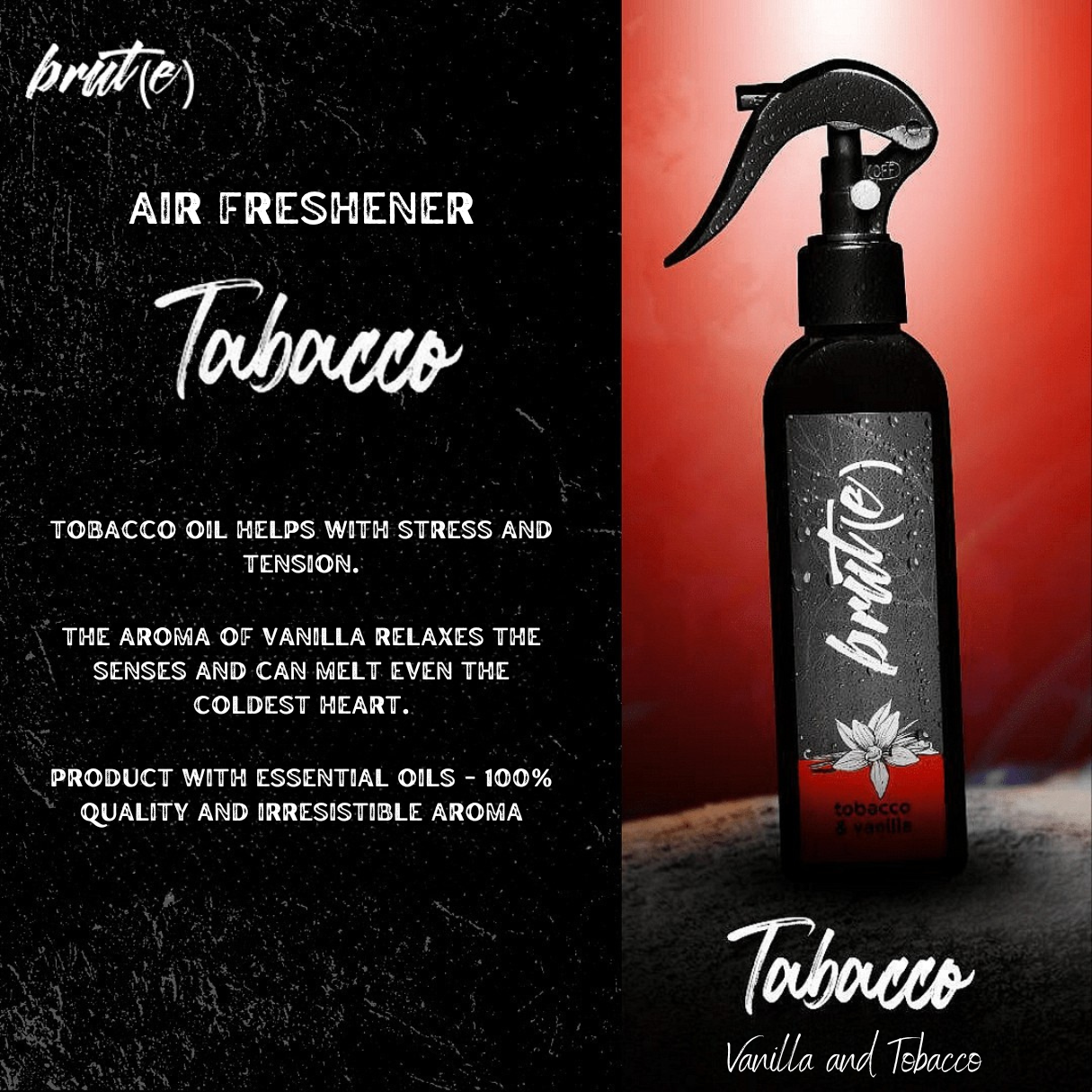 Brute Air Freshener Pack of 5 – Sheih, Black, Euphoria, Wow & Tabacco | Premium Essential Oil Sprays - Brute UK