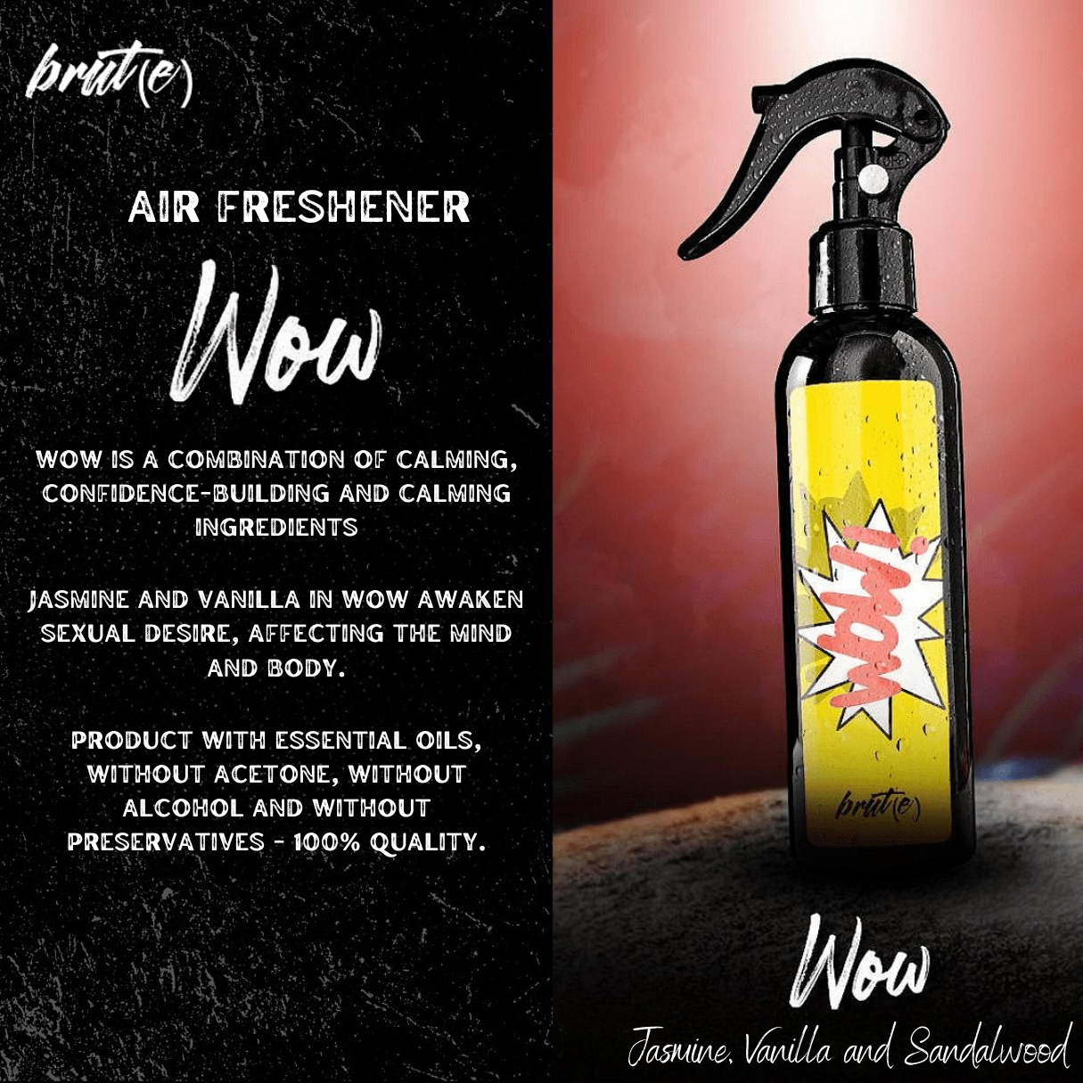 Brute Air Freshener Pack of 5 – Sheih, Black, Euphoria, Wow & Tabacco | Premium Essential Oil Sprays - Brute UK