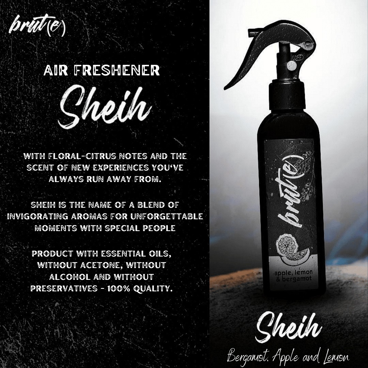 Brute Air Freshener Pack of 5 – Sheih, Black, Euphoria, Wow & Tabacco | Premium Essential Oil Sprays - Brute UK